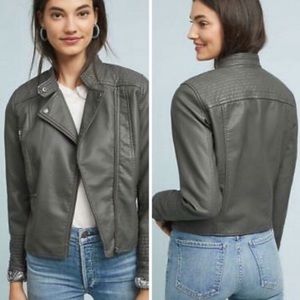 Anthropologie ett:twa Gray Faux Leather Jacket, Size L